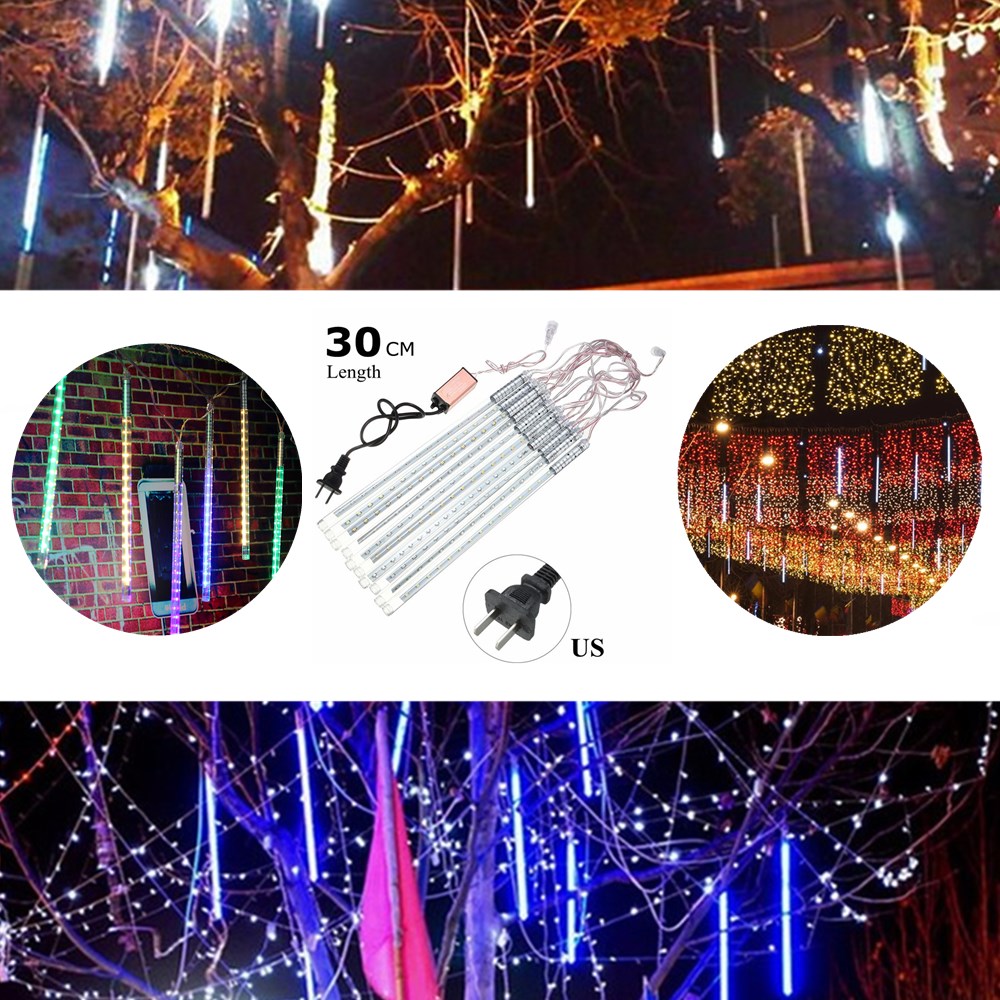 10Tubes-30cm-300LED-Meteor-Shower-Rain-Light-Christmas-Xmas-Tree-Decor-with-Driver-US-Plug-1103167-1