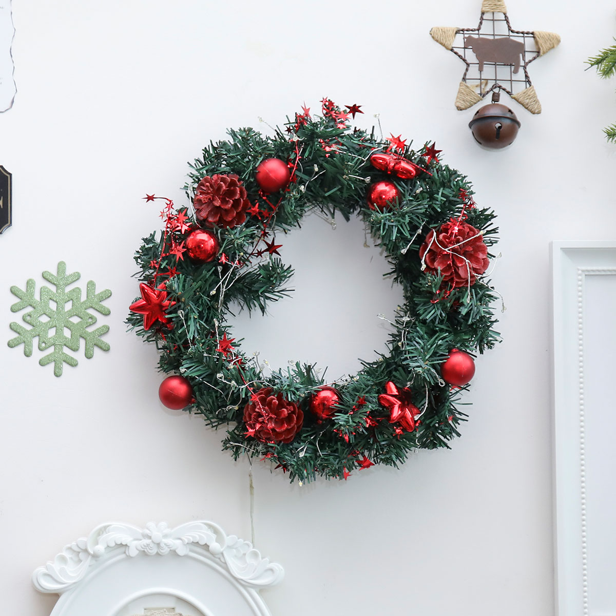 30cm-Diameter-Christmas-Wreath-Decoration-Light-Christmas-Wreath-Garland-Battery-Box-1778589-5
