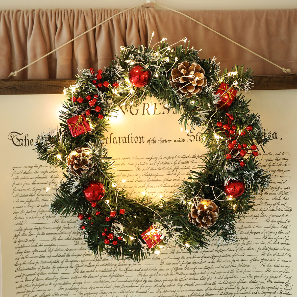 30cm-Diameter-Christmas-Wreath-Decoration-Light-Christmas-Wreath-Garland-Battery-Box-1778589-8