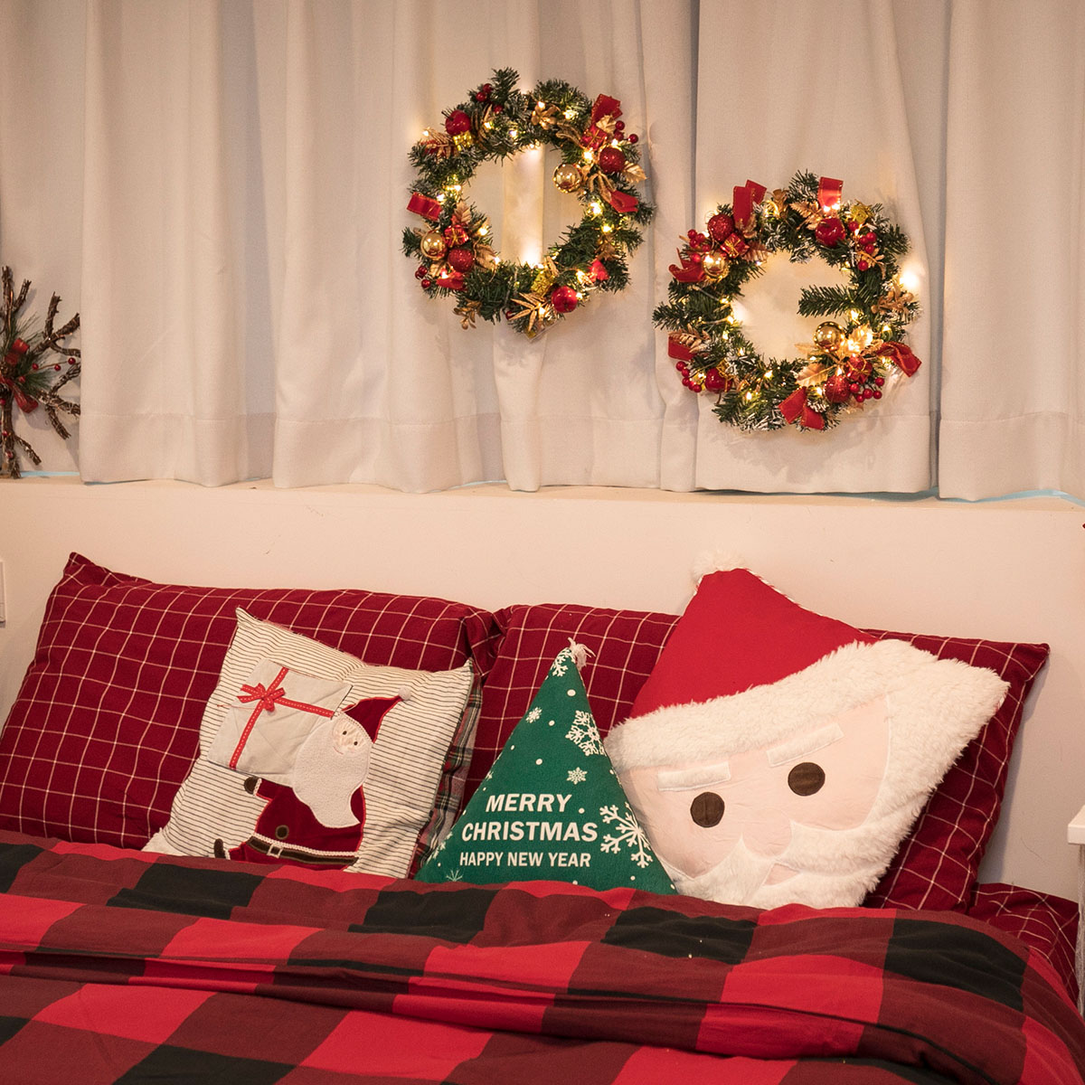 30cm-Diameter-Christmas-Wreath-Decoration-Light-Christmas-Wreath-Garland-Battery-Box-1778589-9