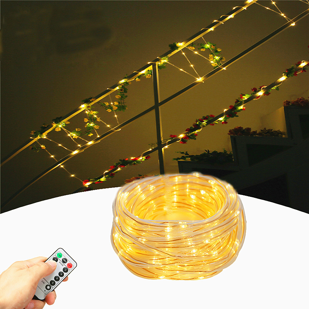 Battery-Powered-8-Modes-Waterproof-10M-Warm-White-100LED-Tube-String-Light-With-Infrared-Remote-Cont-1622537-1