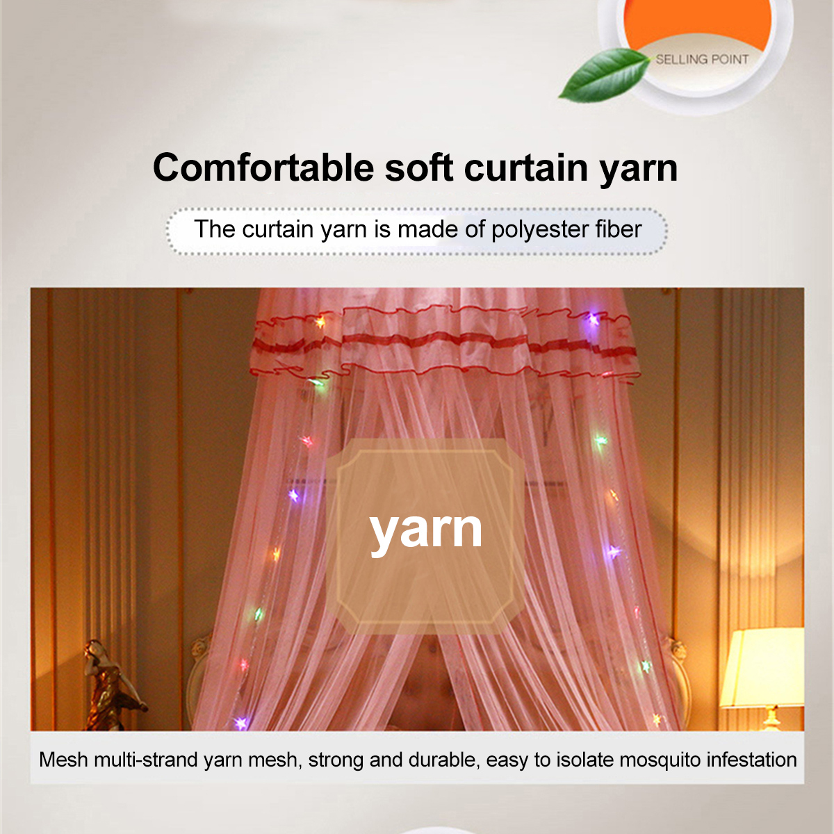 Ceiling-Mounted-Mosquito-Net-Free-Installation-Home-Dome-Foldable-Bed-Canopy-with-LED-String-Light-1806505-3