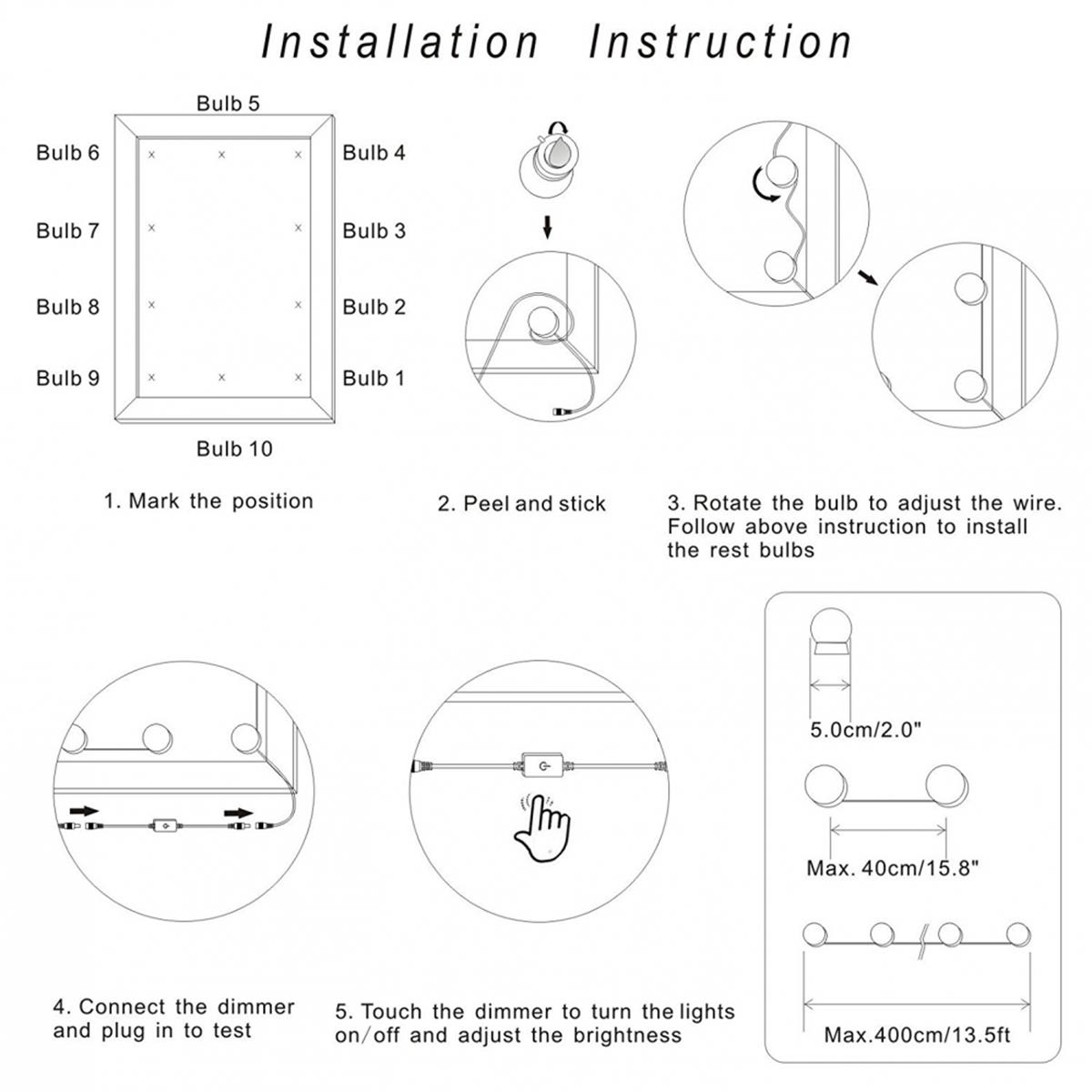 Hollywood-Style-14Bulbs-White-LED-Vanity-Mirror-Lights-Kit--EU-Power-Supply-AdapterDimmer-1255592-6