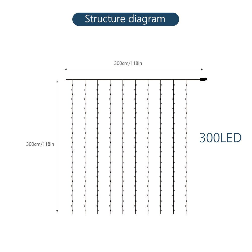 LUSTREON-3M3M-USB-15W-IP67-8-Modes-Remote-Control-300-LED-Curtain-Fairy-String-Holiday-Light-DC5V-1341331-9