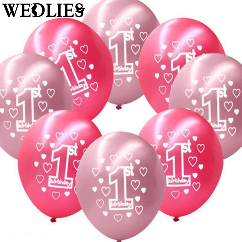 10-Per-Set-Pink-Girl-1st-Birthday-Printed-Pearlised-Balloons-Christmas-Decoration-1230452-2