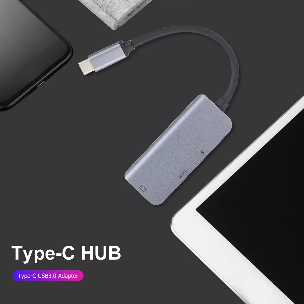 Portable-3-in-1-USB-Type-C-HUB-Converter-4K-HDMI-87W-USB-C-5Gbps-USB30-Adapter-Grey-1797221-1