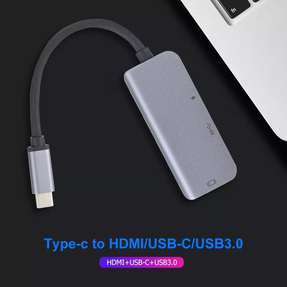 Portable-3-in-1-USB-Type-C-HUB-Converter-4K-HDMI-87W-USB-C-5Gbps-USB30-Adapter-Grey-1797221-2
