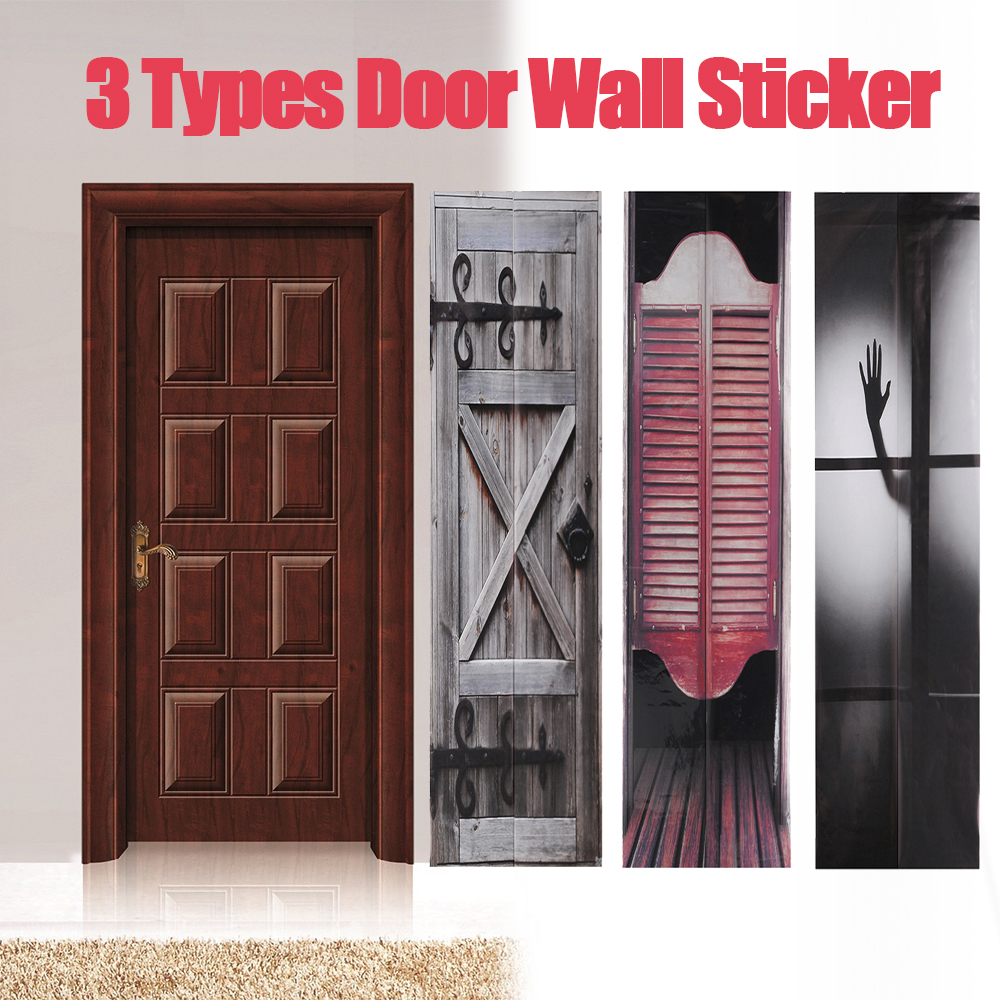 2Pcs-3D-Door-Wall-Sticker-Wrap-Mural-Self-Adhesive-Home-Decor-Scene-Decal-1637431-1