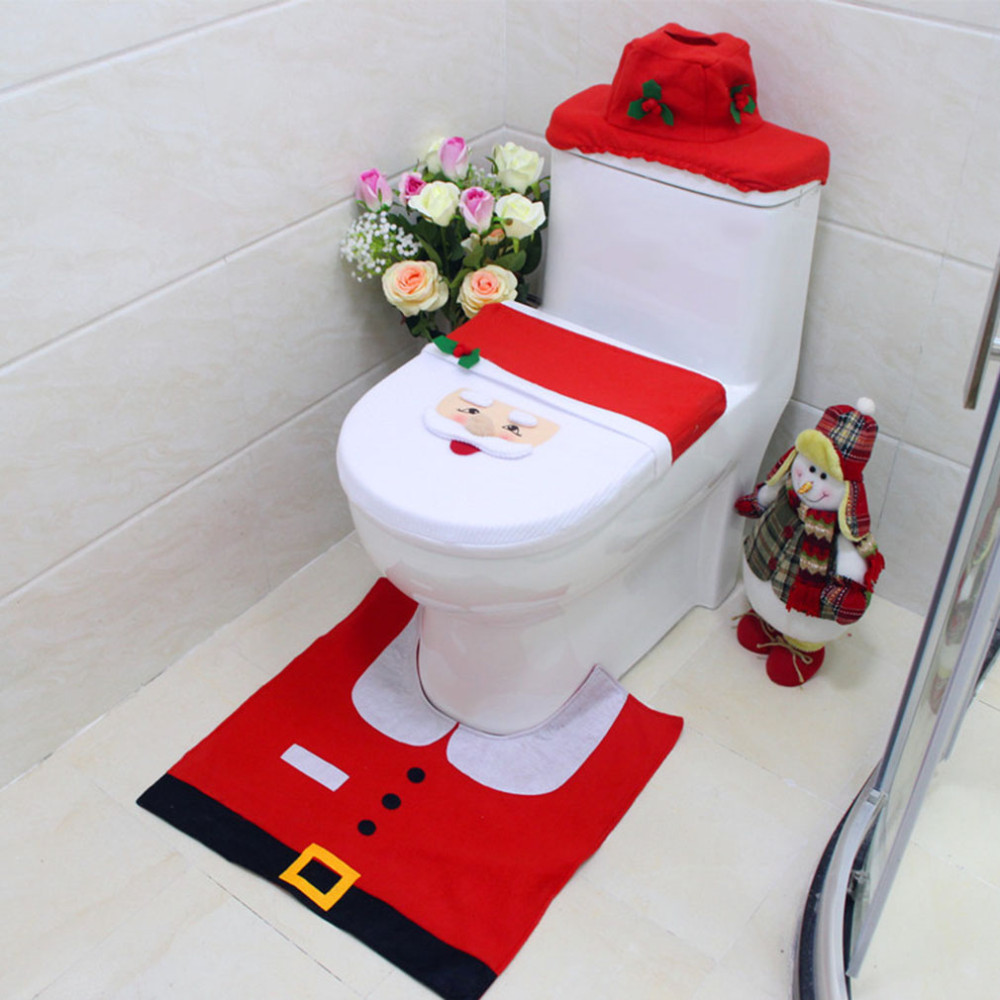 Christmas-Honana-BH227-Reindeer-Toilet-Seat-Cover-Happy-Santa-Closestool-Decorations-Rug-Set-1210285-2