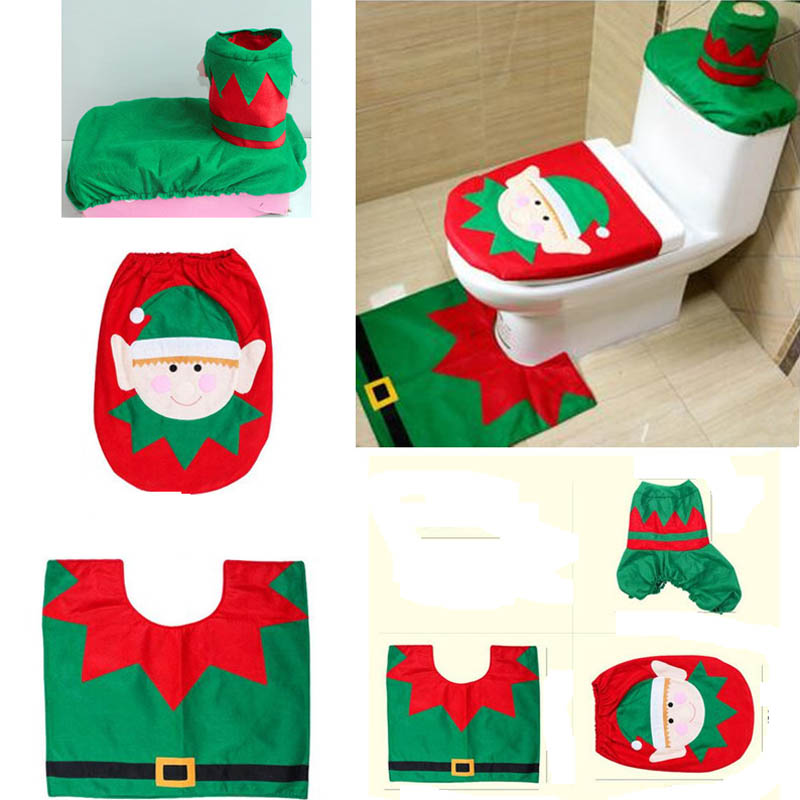 Christmas-Honana-BH227-Reindeer-Toilet-Seat-Cover-Happy-Santa-Closestool-Decorations-Rug-Set-1210285-3