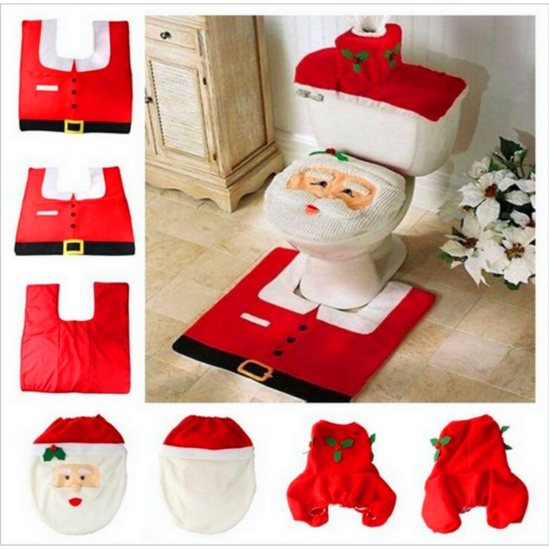 Christmas-Honana-BH227-Reindeer-Toilet-Seat-Cover-Happy-Santa-Closestool-Decorations-Rug-Set-1210285-4