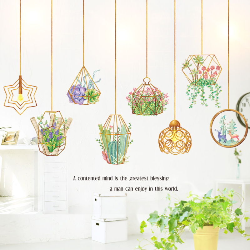Creative-DIY-Plant-Leaves-Removable-Wall-Stickers-Hanging-Basket-Flower-for-Bedroom-Kitchen-Kids-Roo-1680917-3