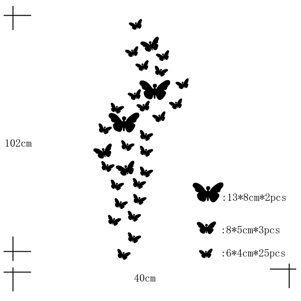 Honana-DX-Y5-30PCS-Butterfly-Combination-3D-Mirror-Wall-Stickers-Home-Decor-DIY-Room-Decoration-1168473-2