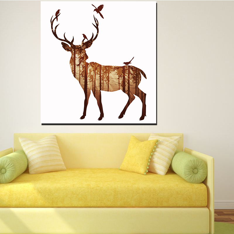 Miico-Hand-Painted-Oil-Paintings-Simple-Style-B-Side-Face-Deer-Wall-Art-For-Home-Decoration-Painting-1547153-4