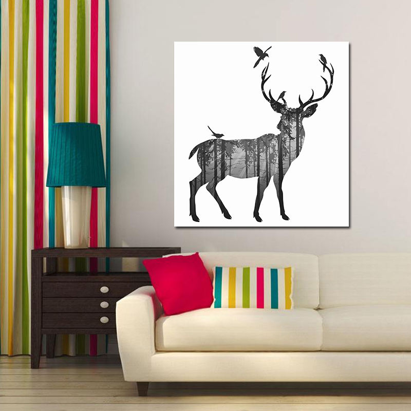 Miico-Hand-Painted-Oil-Paintings-Simple-Style-C-Side-Face-Deer-Wall-Art-For-Home-Decoration-Painting-1547155-1