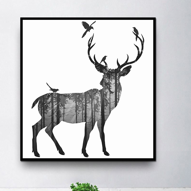 Miico-Hand-Painted-Oil-Paintings-Simple-Style-C-Side-Face-Deer-Wall-Art-For-Home-Decoration-Painting-1547155-5