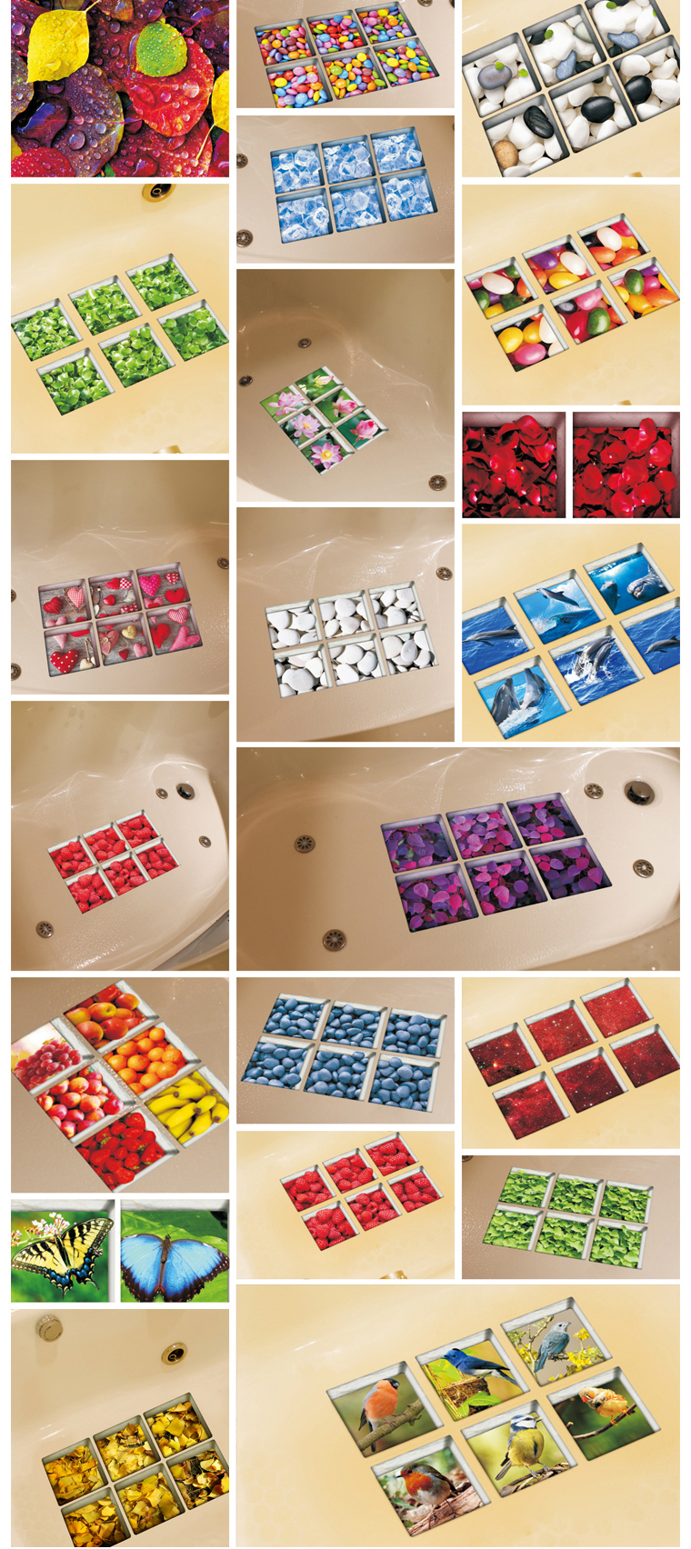 PAG-6pcs-13x13cm-Block-Pattern-3D-Anti-Slip-Waterproof-Bathtub-Sticker-1049484-4