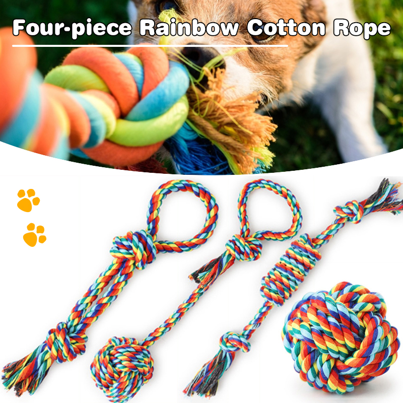 4-Pcs-Dog-Chew-Rope-Strong-Knot-Ball-Pet-Tooth-Cleaning-Rope-Dog-Toys-Kit-1882237-1