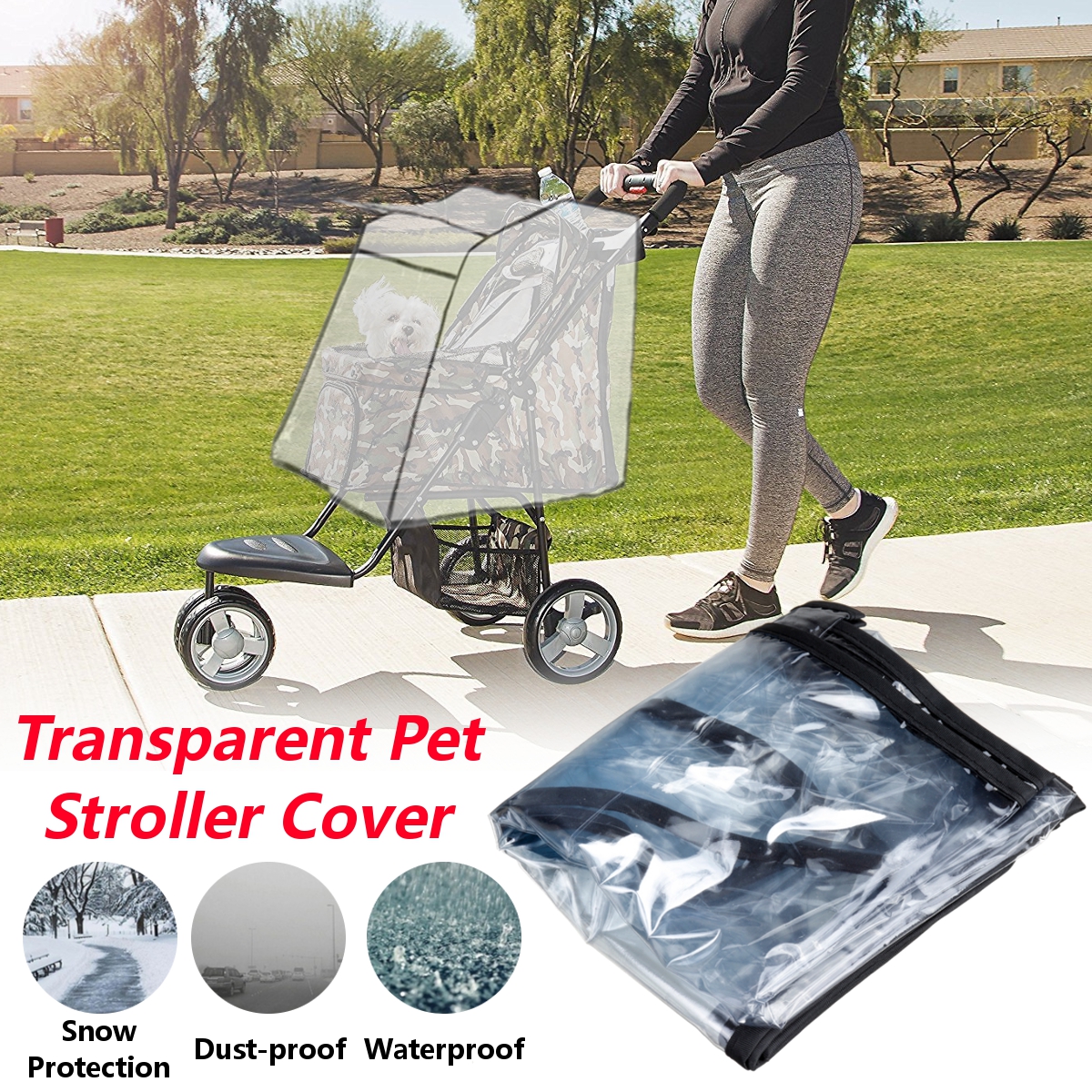 PEEVA-Transparent-Dog-Stroller-Cover-Foldable-Rainproof-Windproof-Pet-Pushchair-Pram-Cover-1696670-1