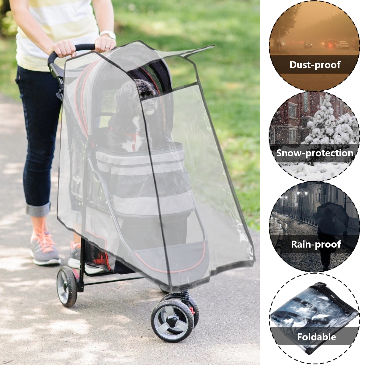 PEEVA-Transparent-Dog-Stroller-Cover-Foldable-Rainproof-Windproof-Pet-Pushchair-Pram-Cover-1696670-2