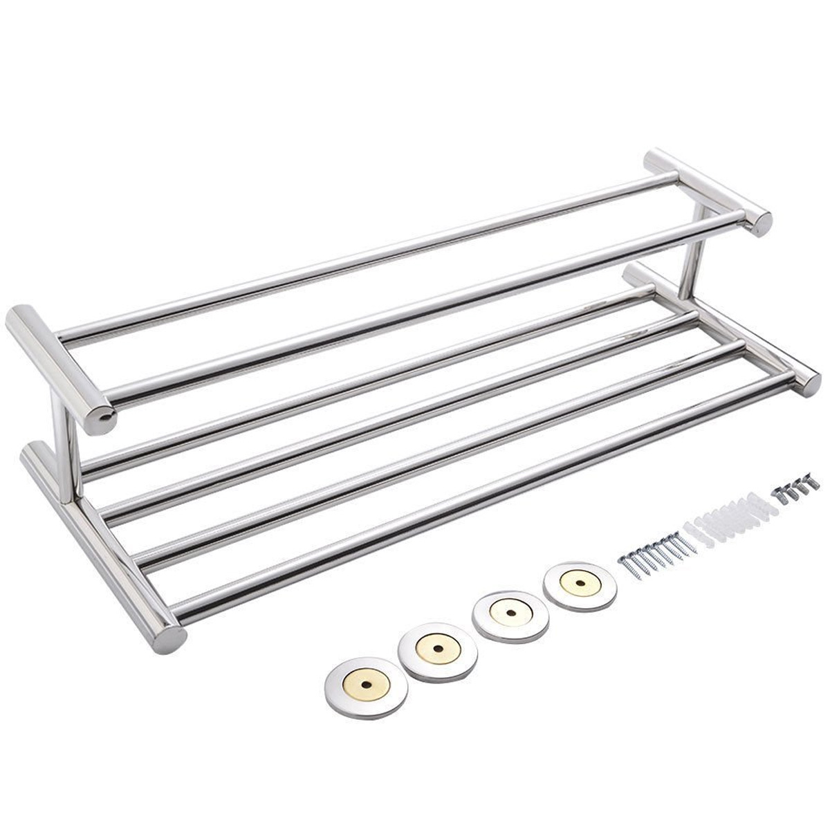 304-Stainless-Steel-Double-Tiers-Towel-Rail-Rack-Shelf-Wall-Mounted-Bathroom-1776590-5