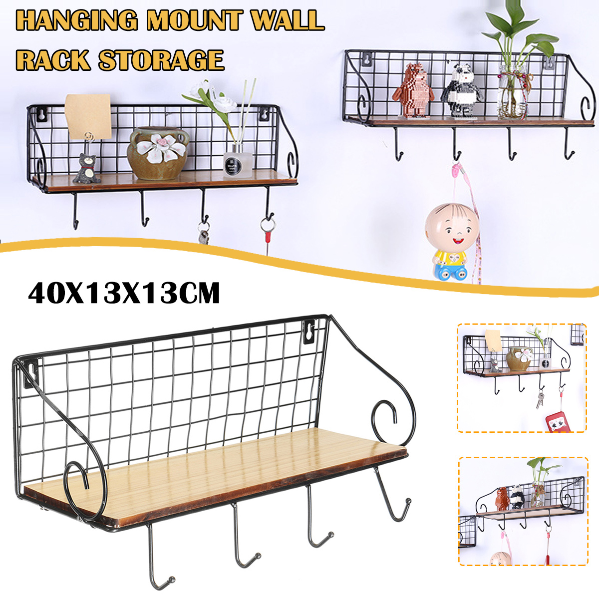 Hanging-Wall-Mounted-Rack-Storage-Organizer-Wood-Home-Display-Storage-Baskets-w-Iron-Hook-1517311-8
