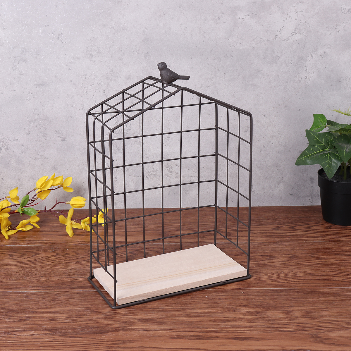 Large-Metal--Wood-Wall-Hanging-Shelf-Birdcage-Storage-Bracket-Hallway-Display-Home-Decor-1357073-2