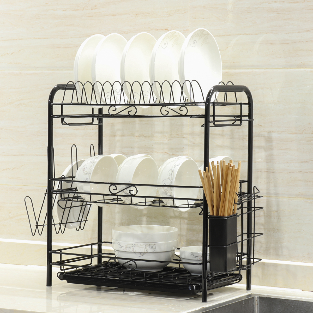 Stainless-Steel-Dish-Rack-Sink-Bowl-Shelf-Nonslip-Cutlery-Holder-Kitchen-Drying-Rack-Organizer-for-K-1764889-10