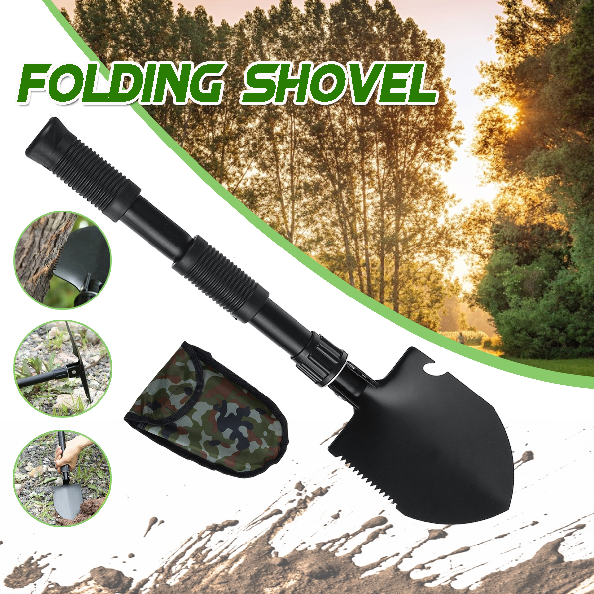4-in-1-Multifunctional-Camping-Folding-Shovel-Carbon-Steel-Garden-Hiking-Outdoor-Activity-Tool-1810044-1
