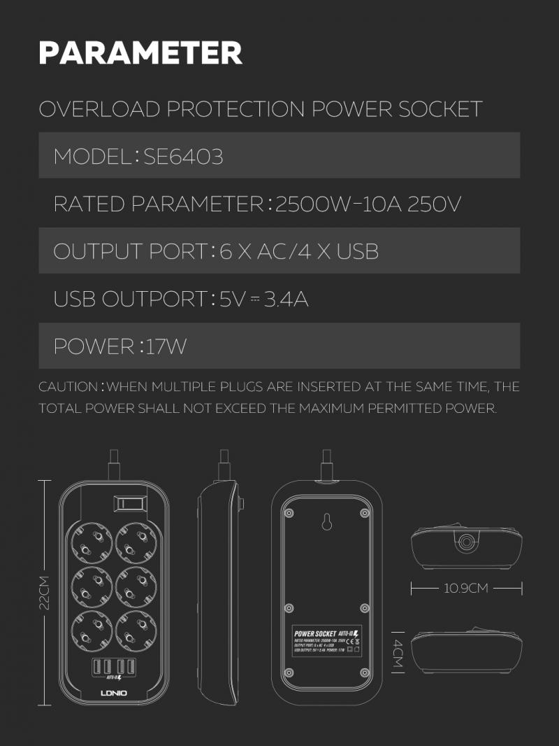 LDNIO-SE6403-EU-Plug-USB-Power-Socket-4-USB-6-Outlet-Wall-Power-Socket-Extension-Power-Strip-Charger-1785742-10