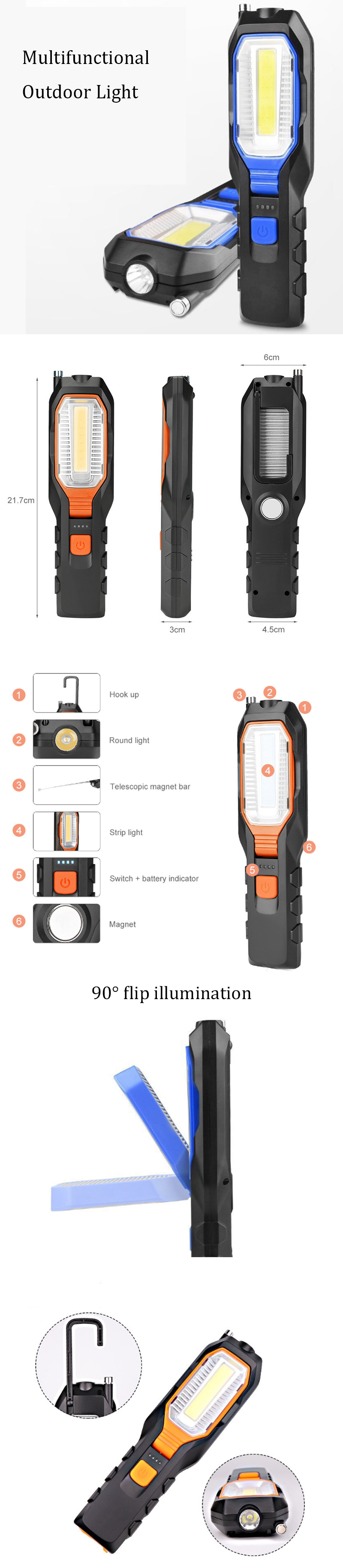 BIKIGHT-6302A-30W-Flashlight-90deg-Rotate-3xAAA-Battery-4-Modes-LED-Camping-Light-Waterproof-Emergen-1445776-1