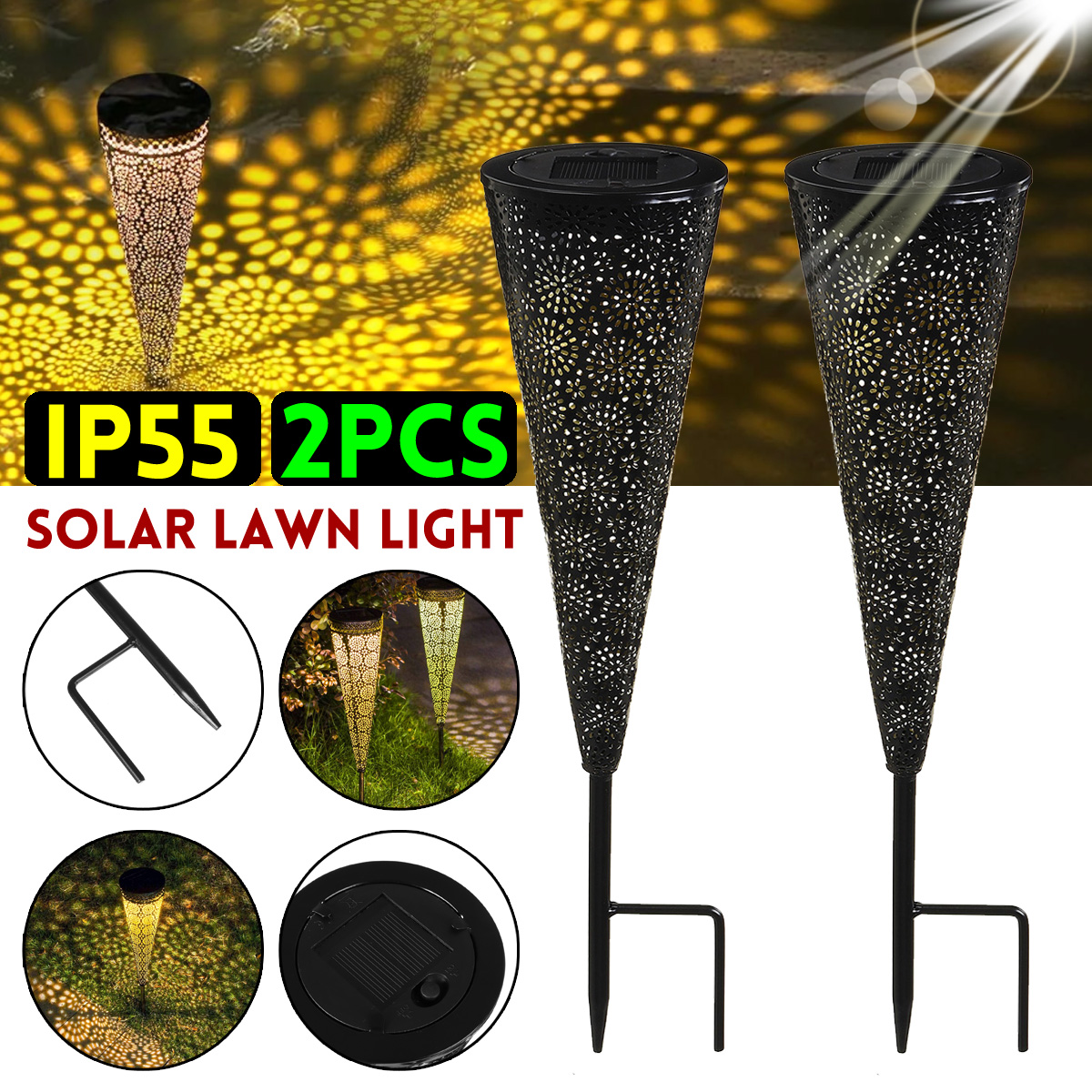 2Pcs-Solar-Powered-LED-Garden-Hollowed-Light-Floor-Decking-Patio-Decor-Yard-Lamp-1722009-1