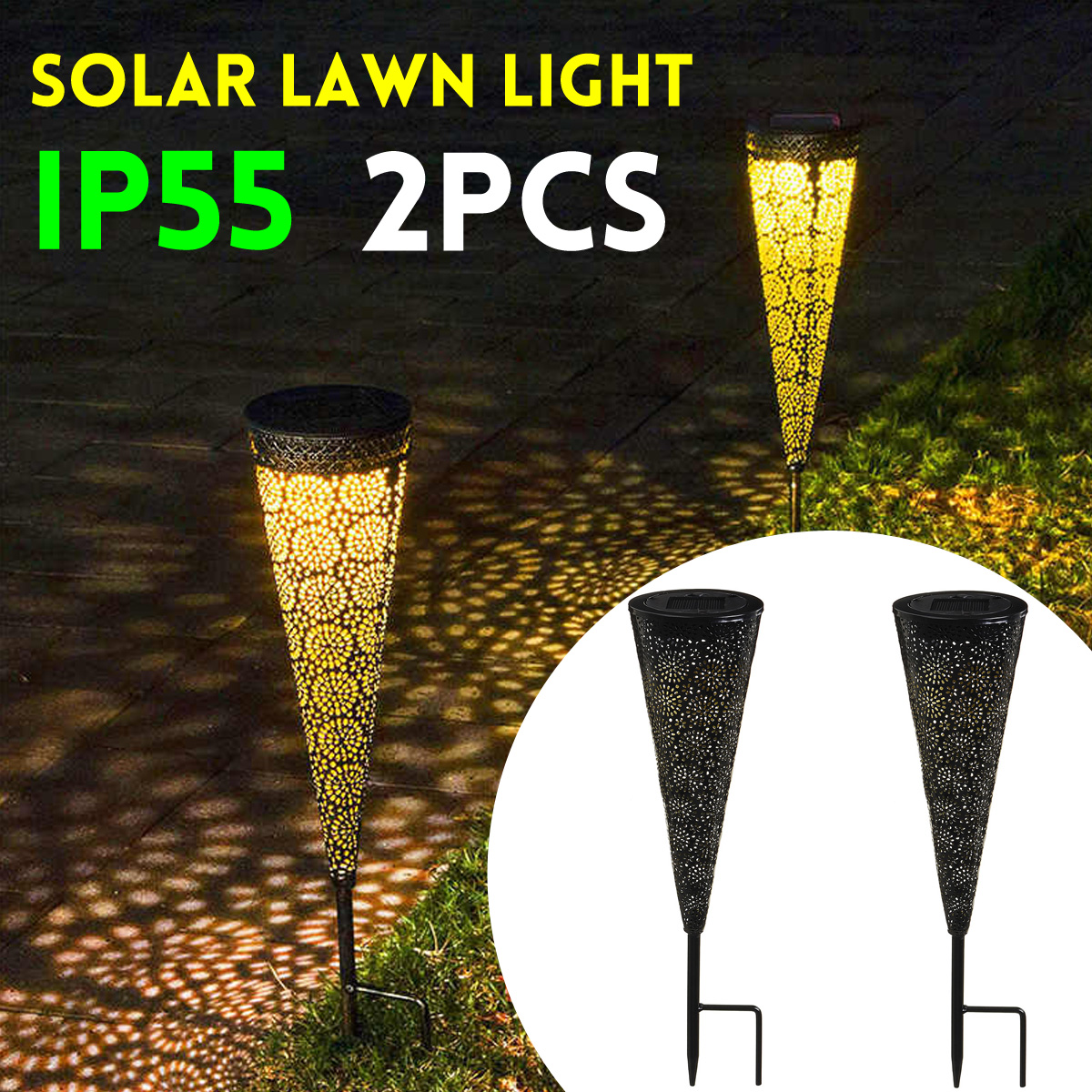 2Pcs-Solar-Powered-LED-Garden-Hollowed-Light-Floor-Decking-Patio-Decor-Yard-Lamp-1722009-2