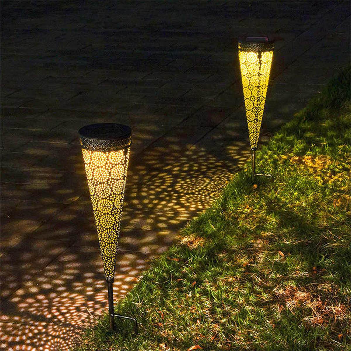 2Pcs-Solar-Powered-LED-Garden-Hollowed-Light-Floor-Decking-Patio-Decor-Yard-Lamp-1722009-5
