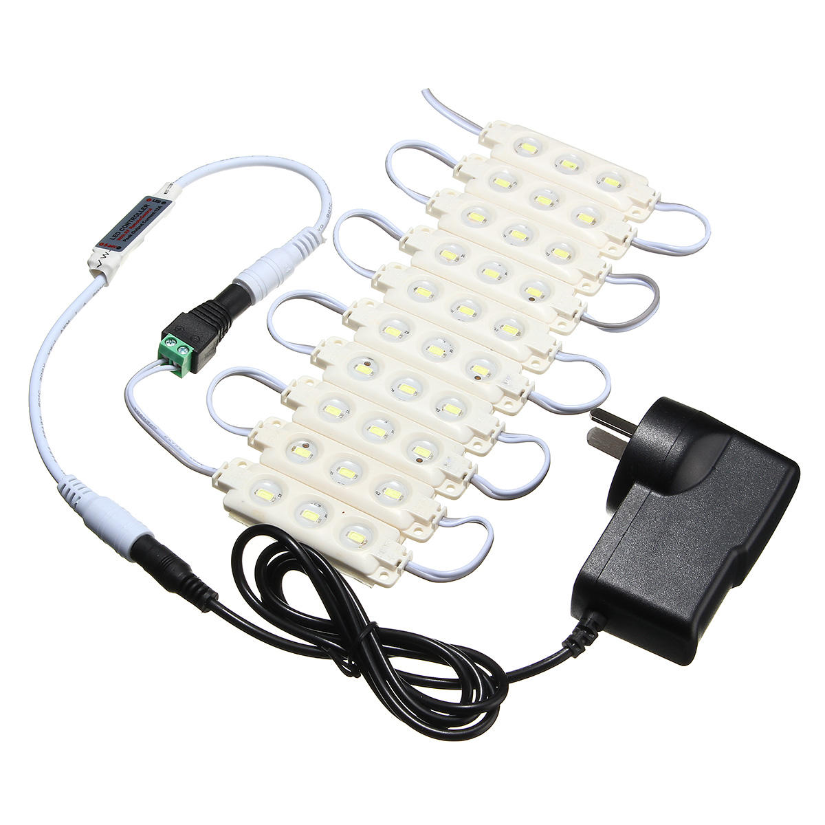 1.5M SMD5630 Waterproof White LED Module Strip Light Kit Mirror Signage Lamp + Adapter DC12V