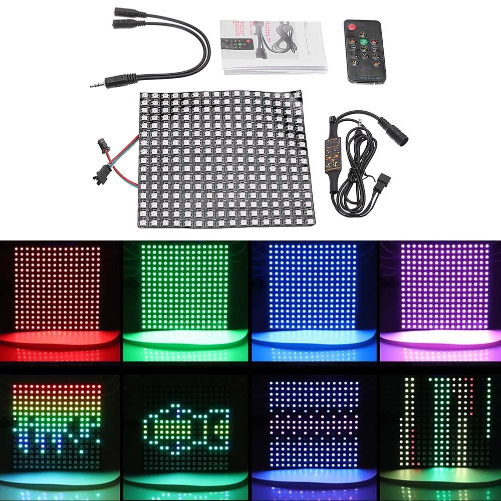 16*16CM WS2812 256 Pixels Digital Matrix LED Module Strip + 13Keys Remote Control + DC Controller DC5V