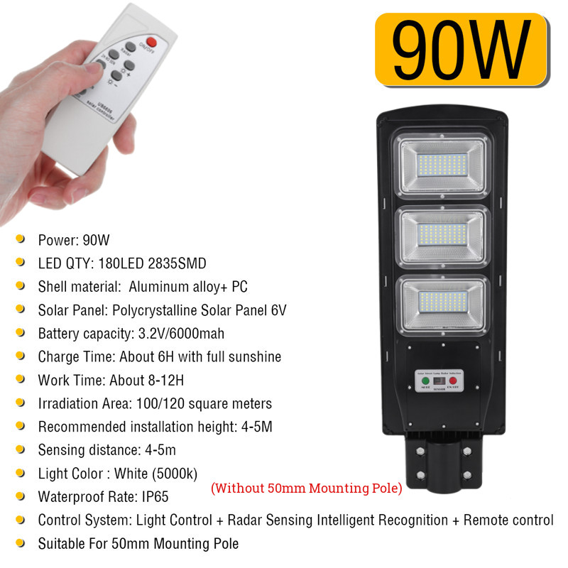 180LED-90W-Solar-Street-Light-Motion-Sensor-Outdoor-Garden-LampMount-Pole-1633573-3