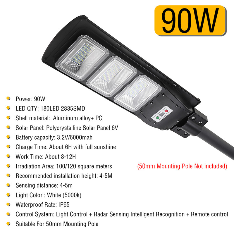 180LED-90W-Solar-Street-Light-Motion-Sensor-Outdoor-Garden-LampMount-Pole-1633573-4