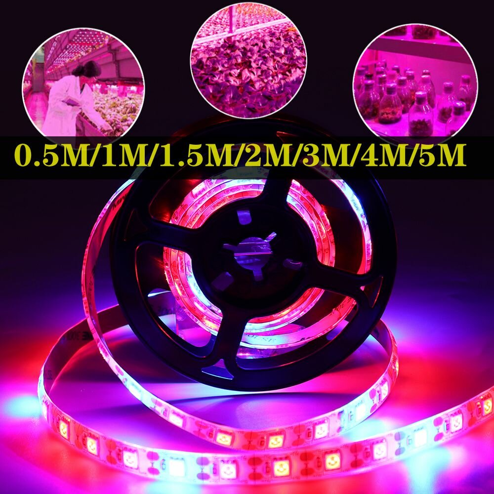 0.5M/1M/1.5M/2M/3M/4M/5M USB Waterproof 5050 LED Grow Strip Light Hydroponic Full Spectrum Indoor Plant Lamp