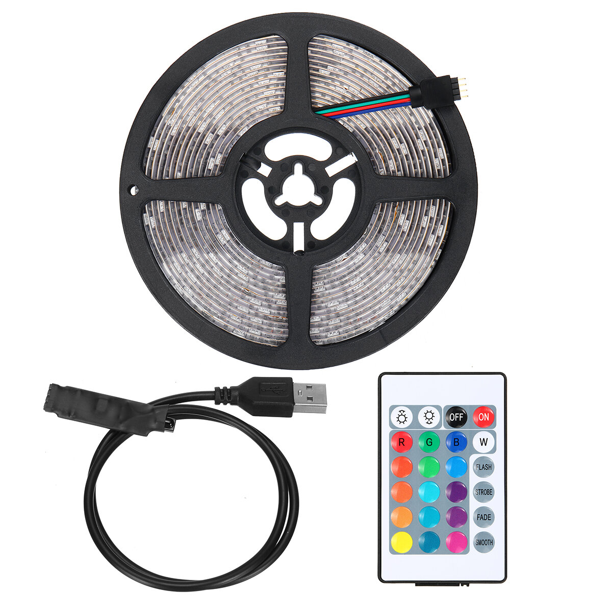 0.5M/1M/1.5M/2M/3M/5M USB 5050 LED Strip Light Waterproof RGB TV Backlight Kit with 24Keys Remote Control