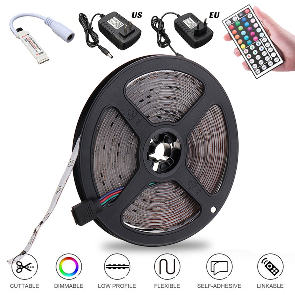 5M-3528-Waterproof-RGB-Flexible-LED-Strip-LightIR-Controller44Keys-Remote-ControlEU-US-Plug-1359841-1