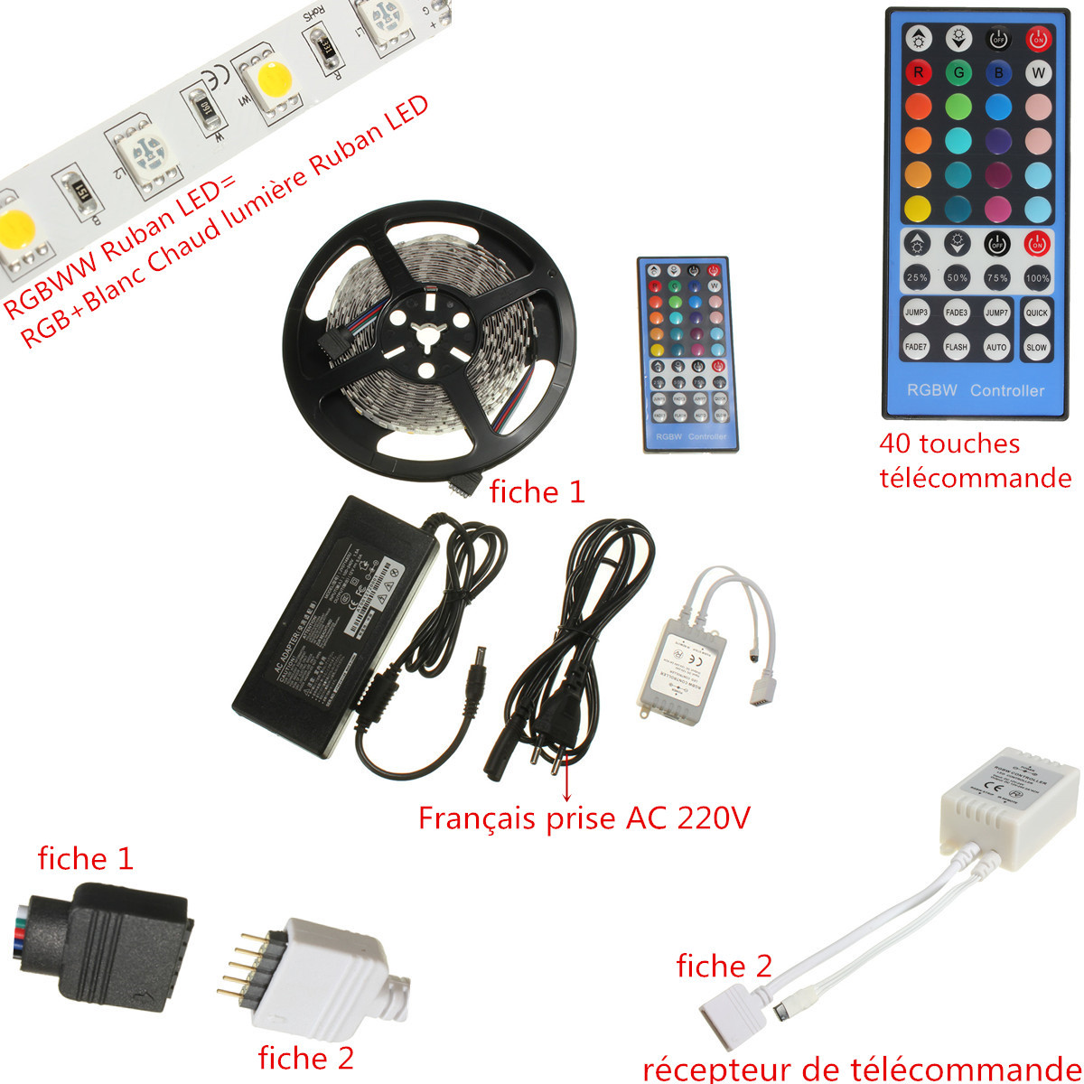 5M-5050-300LEDs-RGBWarm-White-Flexible-LED-Strip-Kit-with-40-Key-RGBW-Remote-Controller-1894157-7