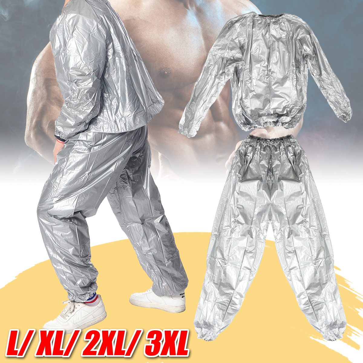 Silver-Heavy-Duty-Sweat-Sauna-Suit-Exercise-Gym-Fitness-Weight-Anti-Rips-1735818-2