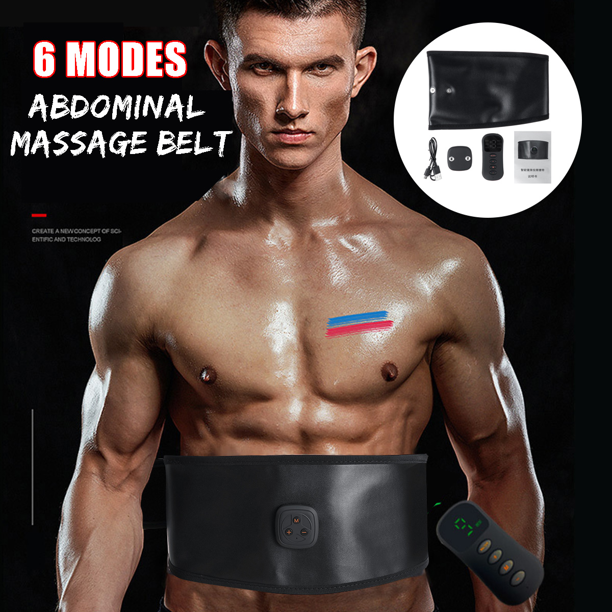 USB-Charging-Abdominal-Muscle-Massager-Belt-6-Modes-Fitness-Exercise-Tool-Body-Shaper-1744362-2
