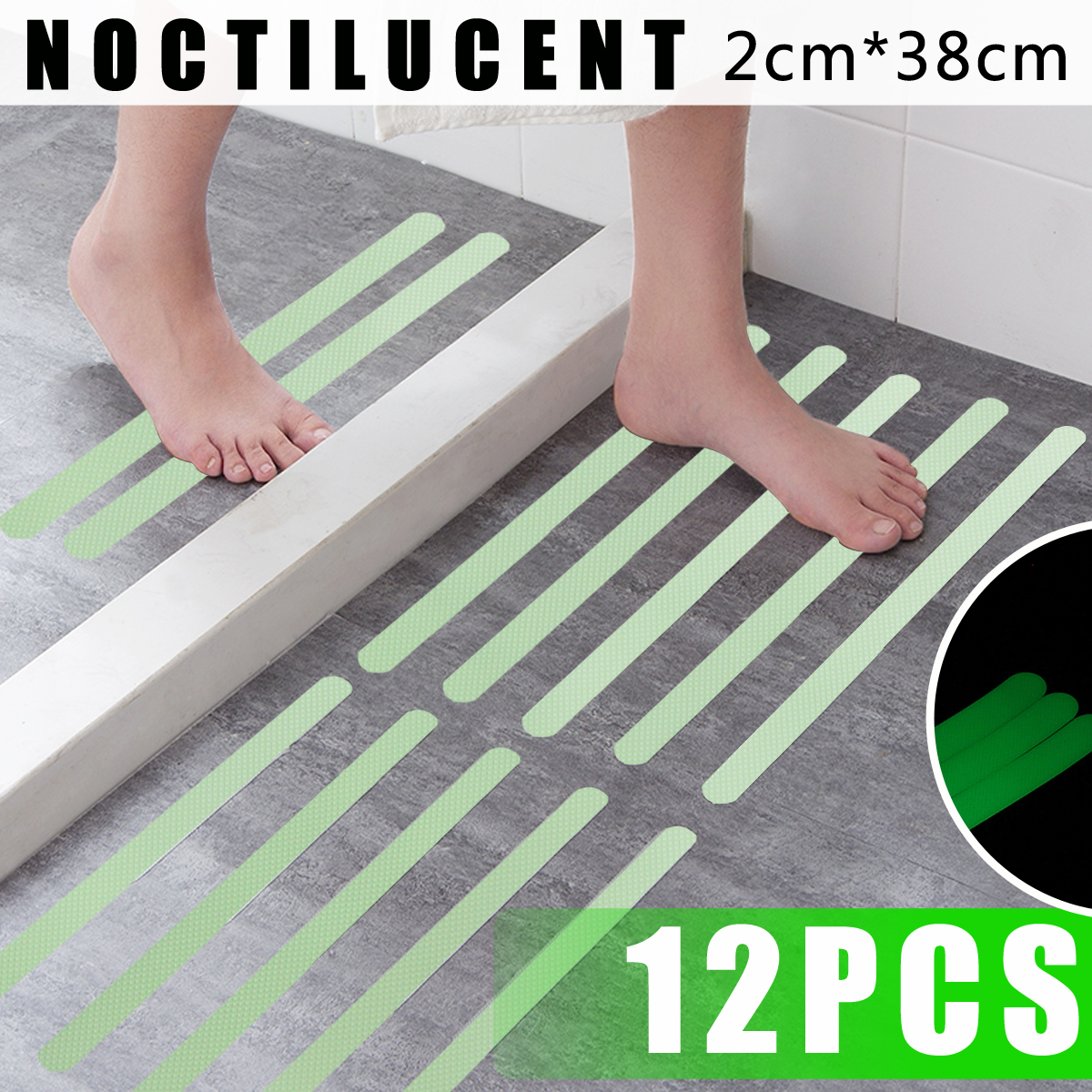 12Pcs-Noctilucent-Anti-Skid-Waterproof-Bathroom-Bath-Tub-Treads-Stickers-Non-Slip-Tape-1342265-9