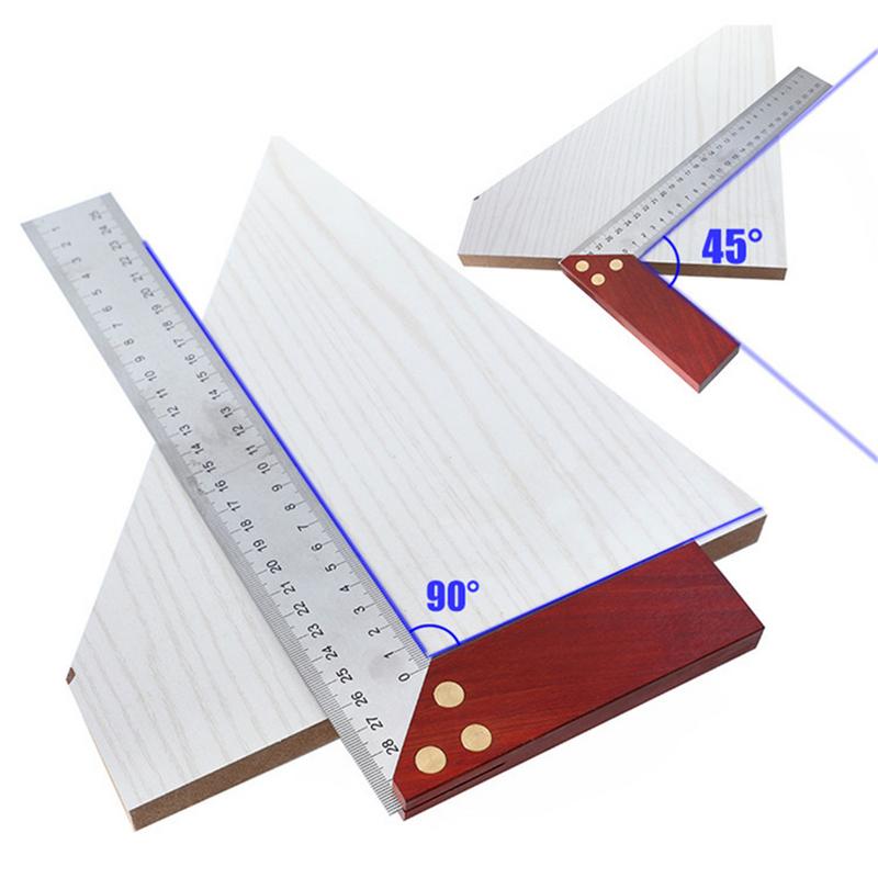 90-Degree-Square-Feet-Mahogany-Handle-Thickened-Stainless-Steel-Square-Ruler-Protractor-300MM-Tool-A-1536350-4