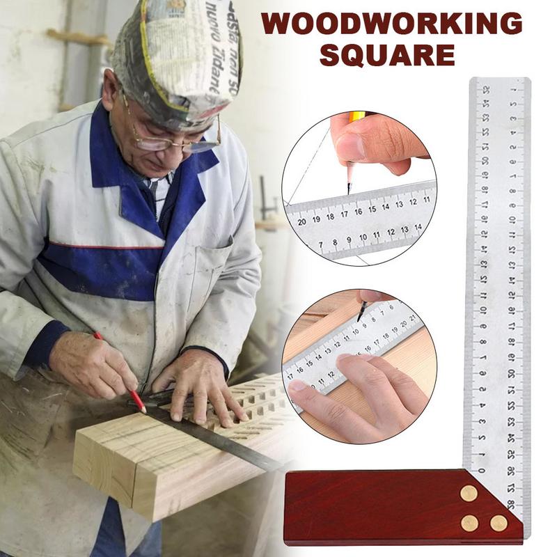 90-Degree-Square-Feet-Mahogany-Handle-Thickened-Stainless-Steel-Square-Ruler-Protractor-300MM-Tool-A-1536350-6