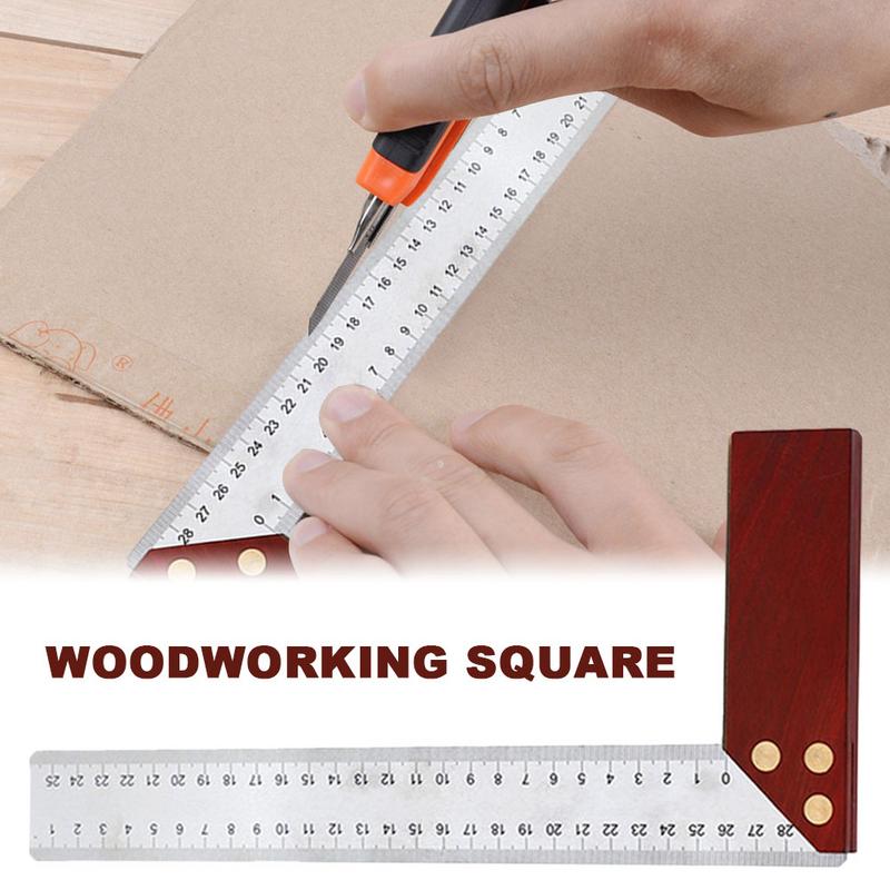 90-Degree-Square-Feet-Mahogany-Handle-Thickened-Stainless-Steel-Square-Ruler-Protractor-300MM-Tool-A-1536350-7