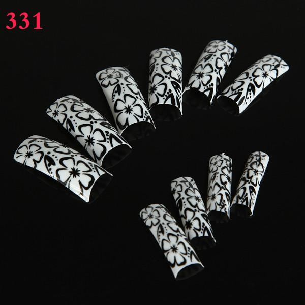 100pcs-Flower-Panda-Pattern-Half-False-DIY-Nail-Art-Tips-46189-7