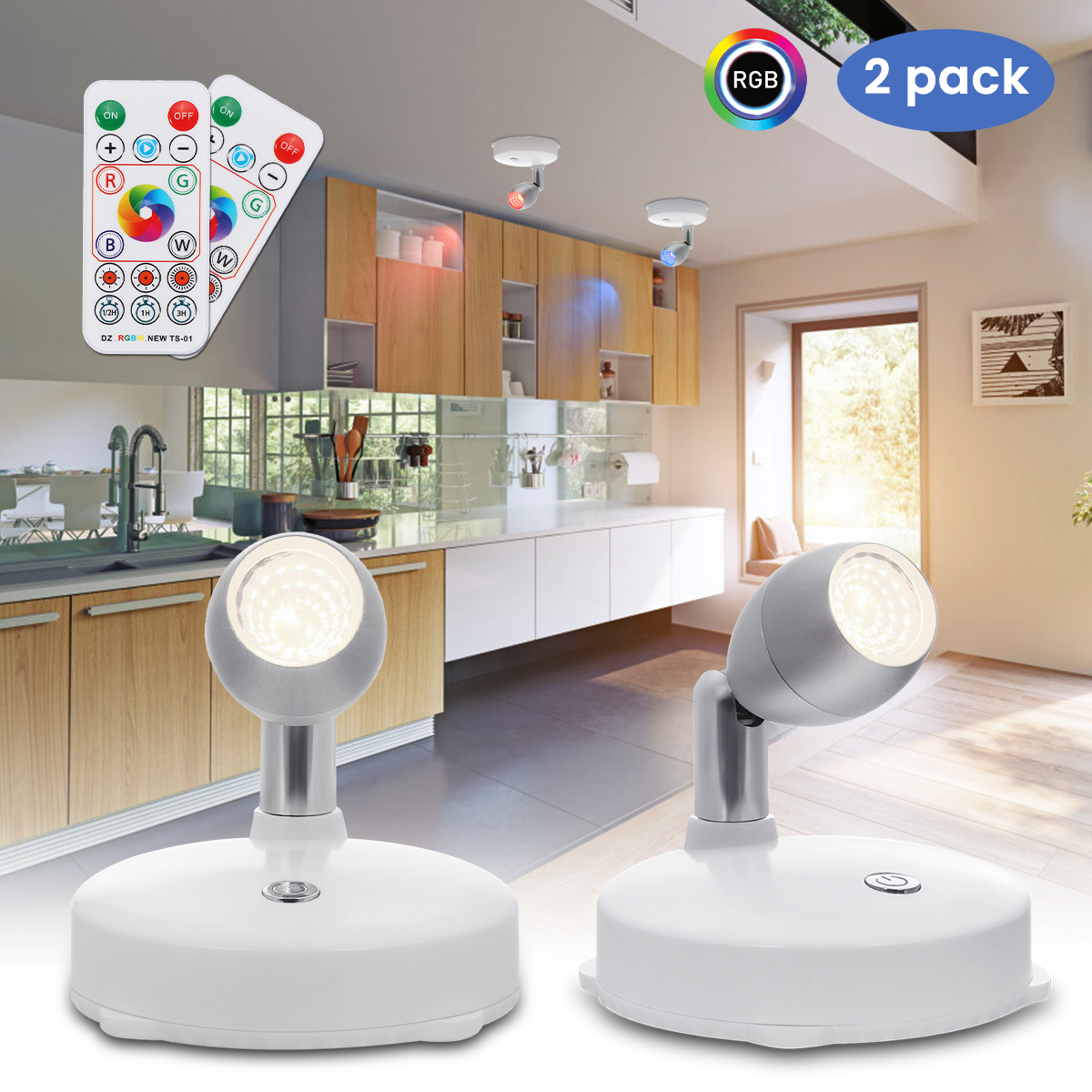 2PCS-Elfeland-Battery-Powered-RGB-LED-Cabinet-Light-Spotlights-with-Two-Remote-Controls-for-Wardrobe-1715076-1
